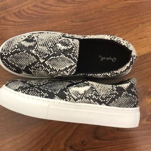 Snakeskin Print Slip On Sneakers